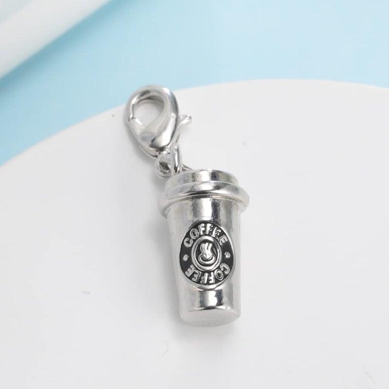 TEAMER Trendy Rhodium Plated 3D Coffee Cup Floating Lobster Clasp Charm Jewelry for Coffee Lovers - Image 4